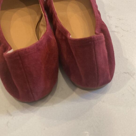 J. Crew Lottie Pointy Toe Tasseled Burgundy Suede Leather Ballet flats 8.5 - Picture 5 of 5
